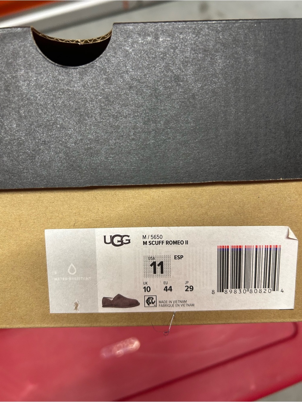 Label on Shoe Box